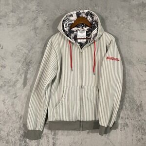 Krispy Kreme Hoodie Sz M‎ Green Pinstripe Zip Up Hot Now Original Glazed Novelty